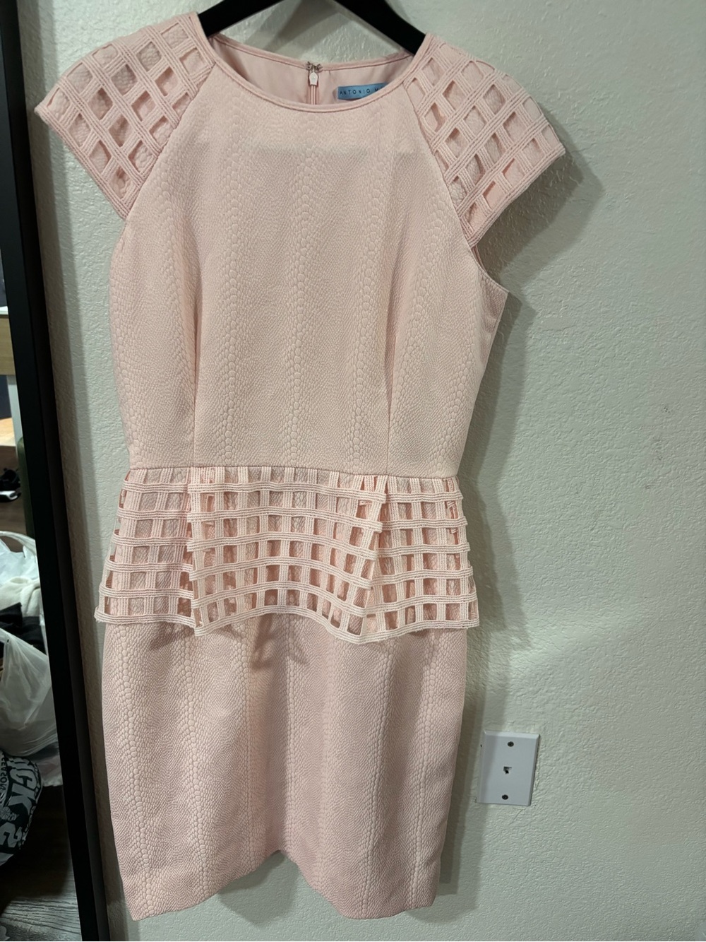 ANTONIO MELANI Pink Textured Peplum Dress